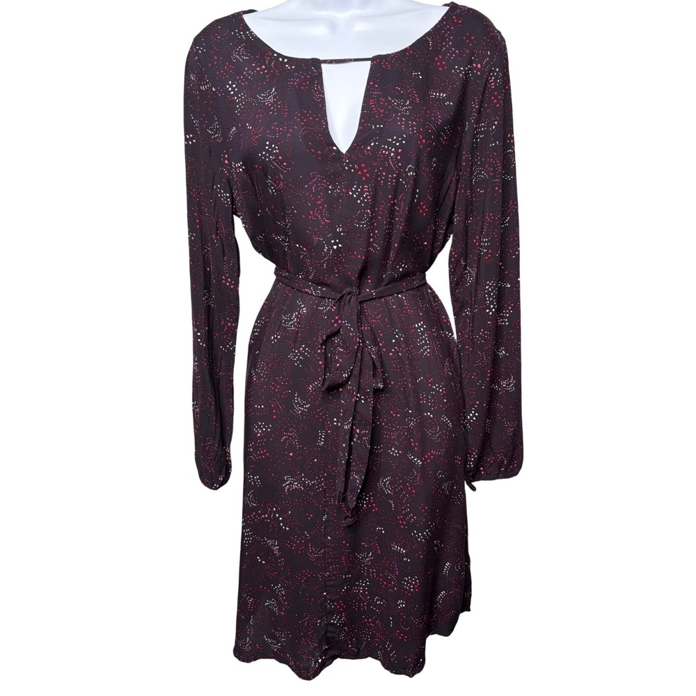 VELVET x GRAHAM SPENCER Womens Black Red Heart Print Long Sleeve Dress Sz M Boho